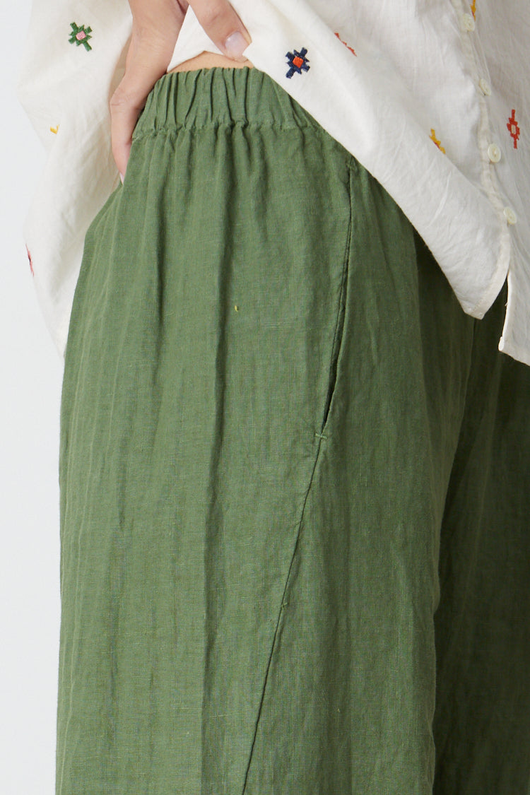 LOLA LINEN STRAIGHT LEG PANT - BASIL