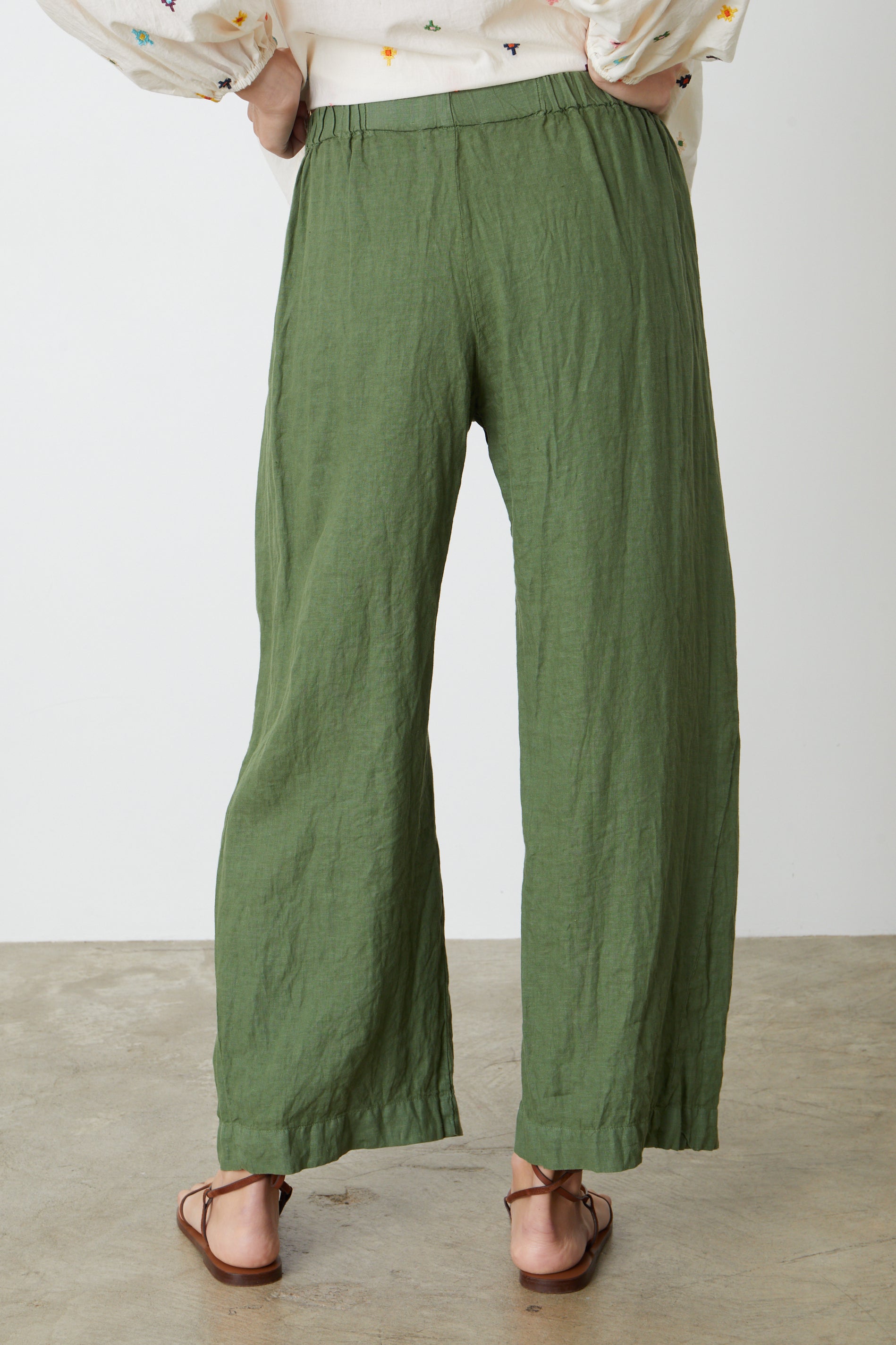 LOLA LINEN STRAIGHT LEG PANT - BASIL