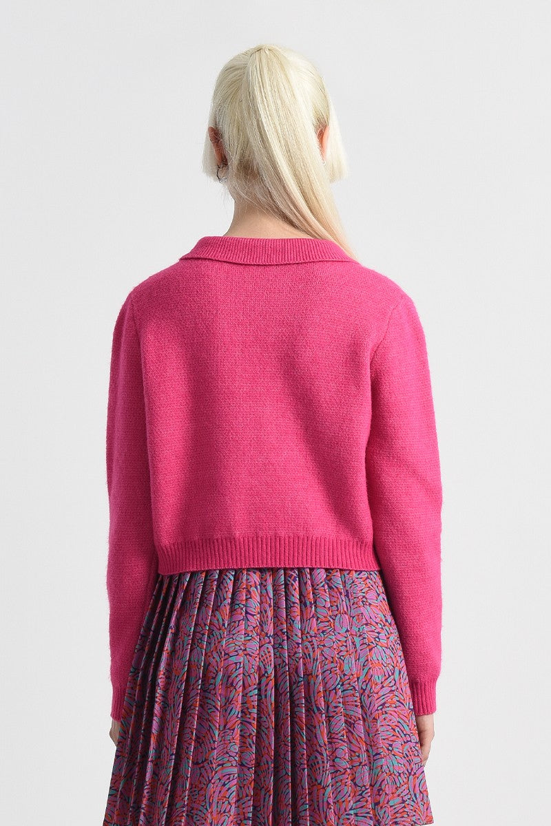 CROPPED CARDIGAN - FUCHSIA