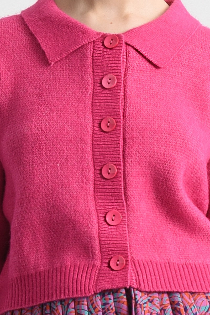 CROPPED CARDIGAN - FUCHSIA