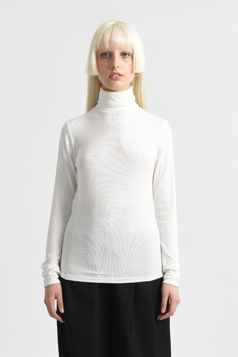 KNITTED TURTLENECK SWEATER - WHITE