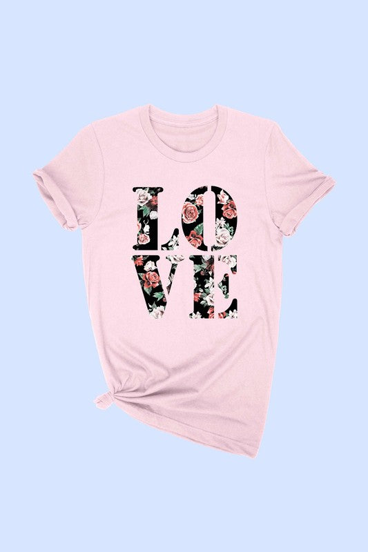 FLORAL LOVE TEE - LIGHT PINK