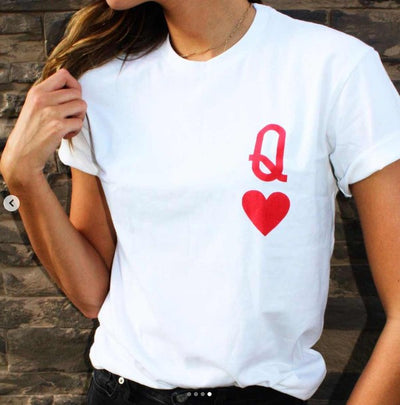 QUEEN OF HEARTS TEE - WHITE