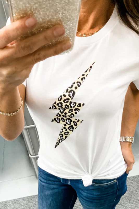 LEOPARD LIGHTNING TEE - WHITE