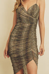 SNAKESKIN PRINT RUCHED BODYCON DRESS