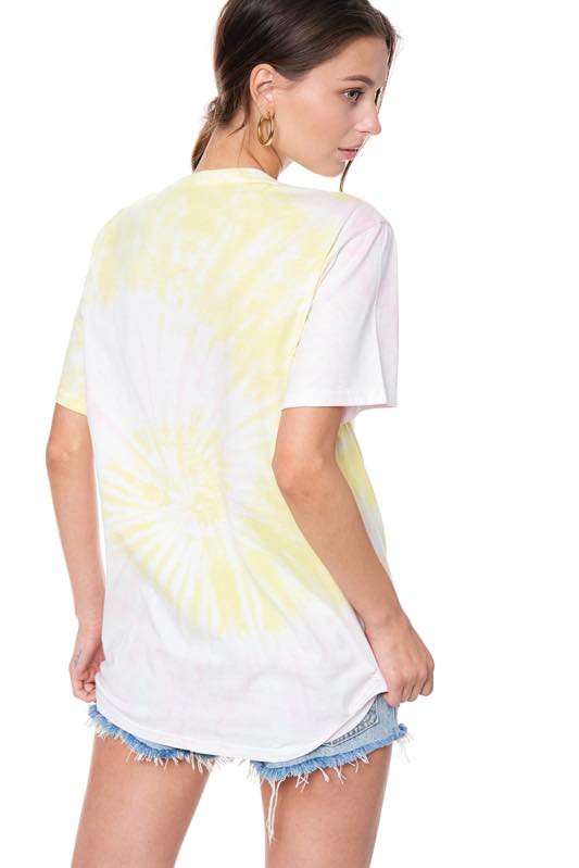 WORLD TOUR EAGLE GRAPHIC TIE DYE  TEE - YELLOW