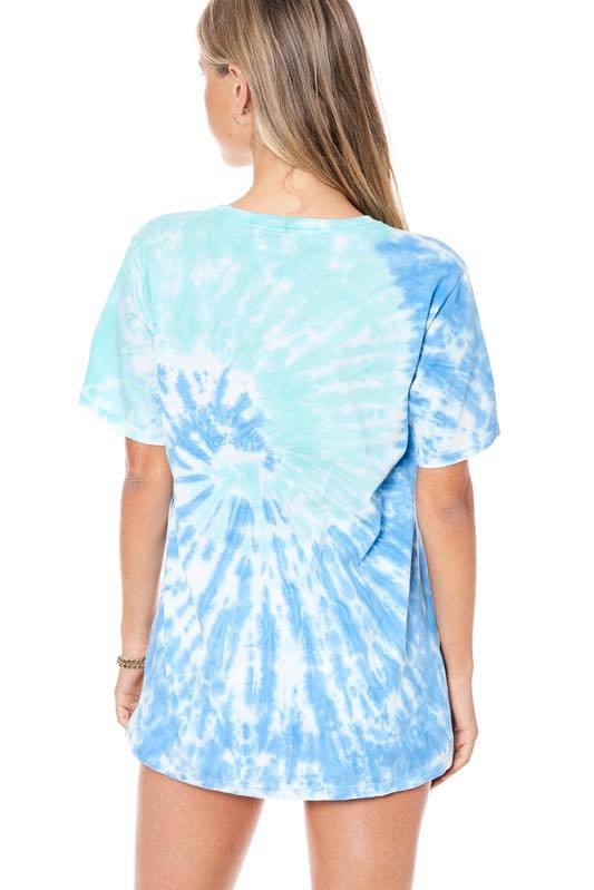 WORLD TOUR EAGLE GRAPHIC TIE DYE  TEE - BLUE