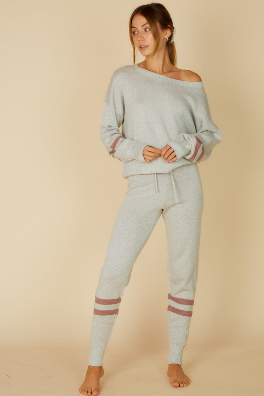 COLD SHOULDER LOUNGE SET - GREY