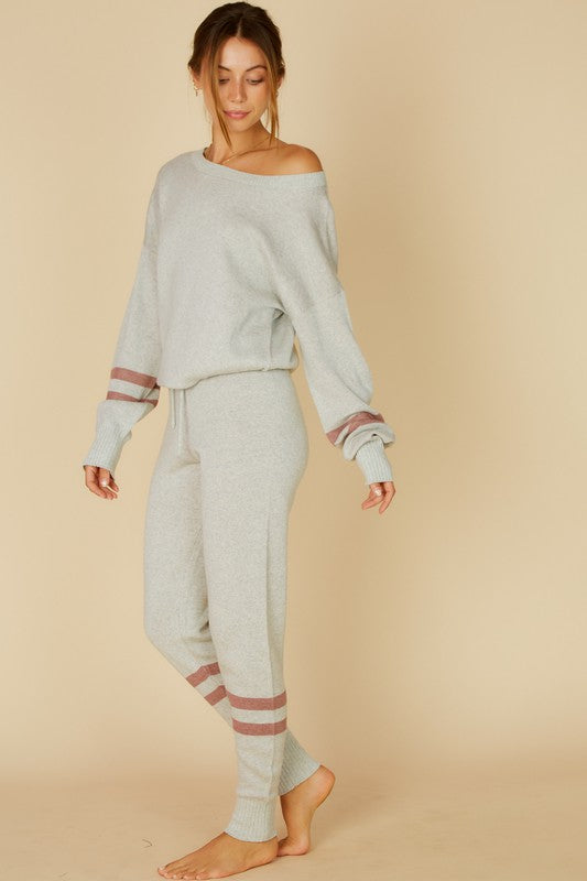 COLD SHOULDER LOUNGE SET - GREY