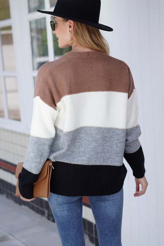 COLOUR BLOCK CARDIGAN