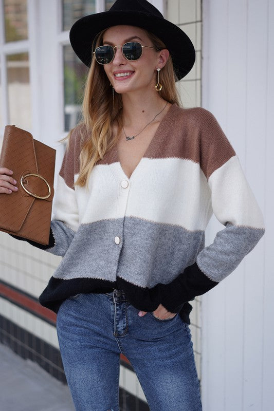 COLOUR BLOCK CARDIGAN