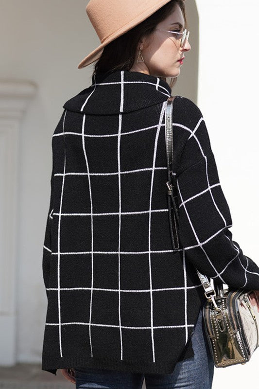 PLAID SWEATER - BLACK