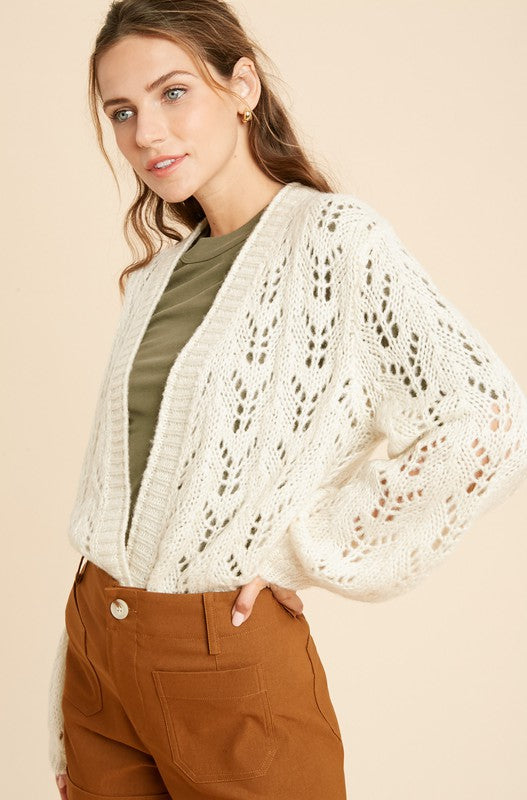 IVORY CROCHET CARDIGAN