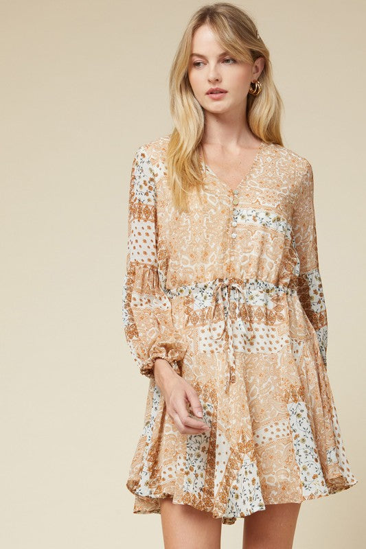 PAISLEY V-NECK DRESS