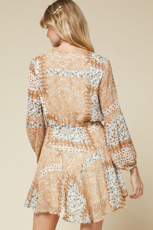 PAISLEY V-NECK DRESS