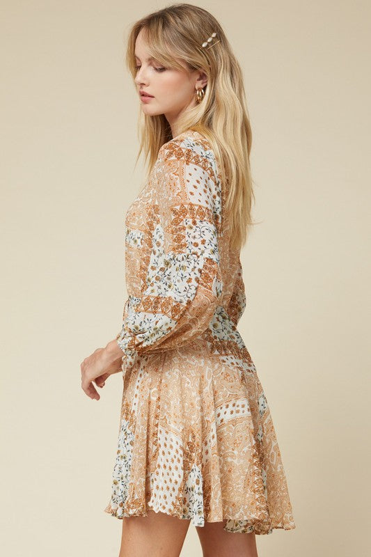 PAISLEY V-NECK DRESS