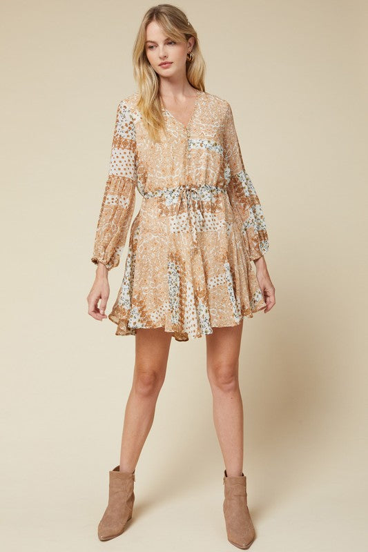 PAISLEY V-NECK DRESS