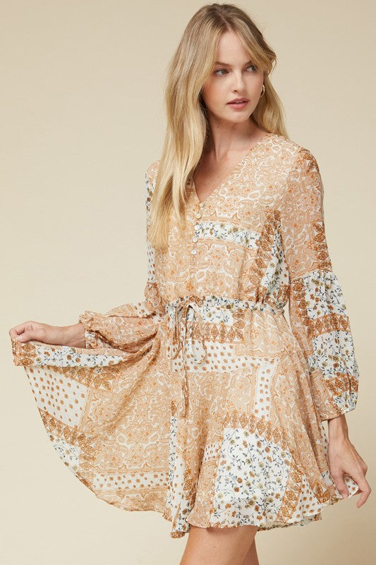 PAISLEY V-NECK DRESS