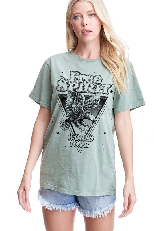 FREE SPIRIT GRAPHIC TEE - OLIVE