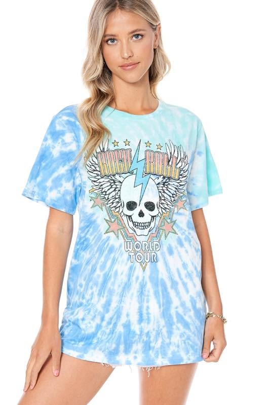 ROCK N ROLL WORLD TOUR GRAPHIC TEE - BLUE