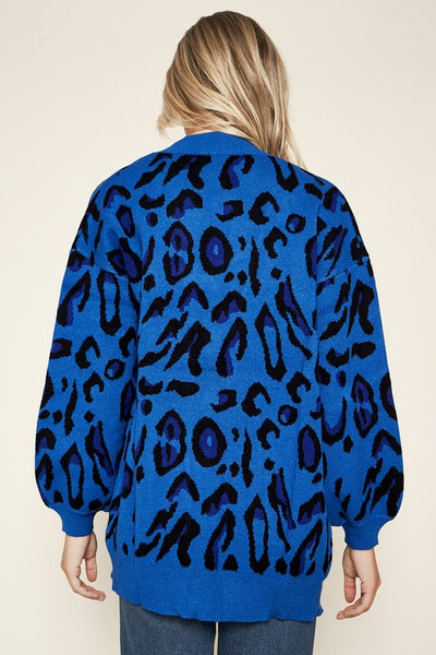 CHARMED BLUE LEOPARD CARDIGAN