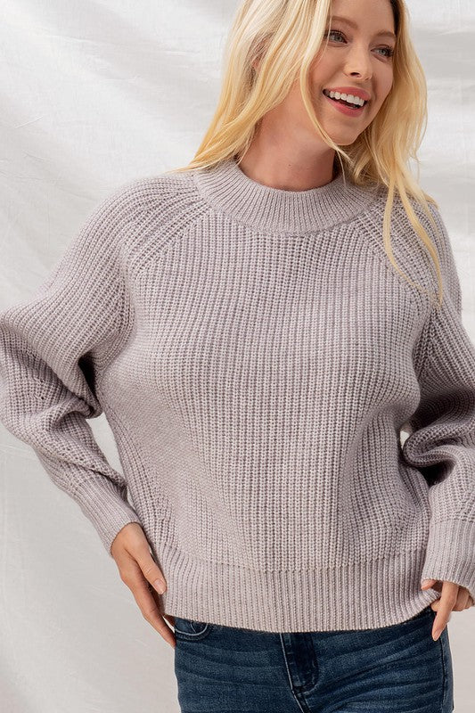 RIB KNIT SWEATER - PERIWINKLE