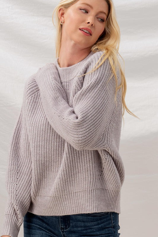 RIB KNIT SWEATER - PERIWINKLE