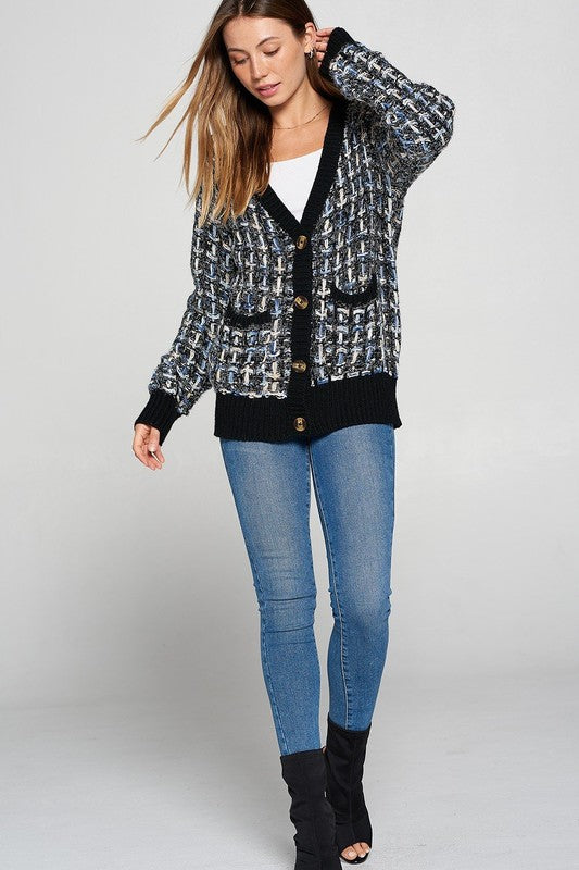 INK BLUE KNIT CARDIGAN