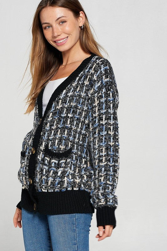 INK BLUE KNIT CARDIGAN