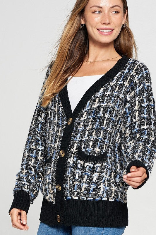 INK BLUE KNIT CARDIGAN