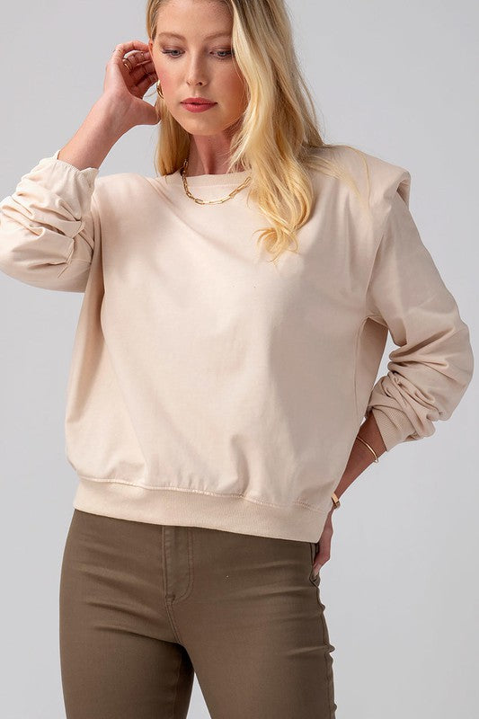 PADDED SHOULDER TOP - IVORY