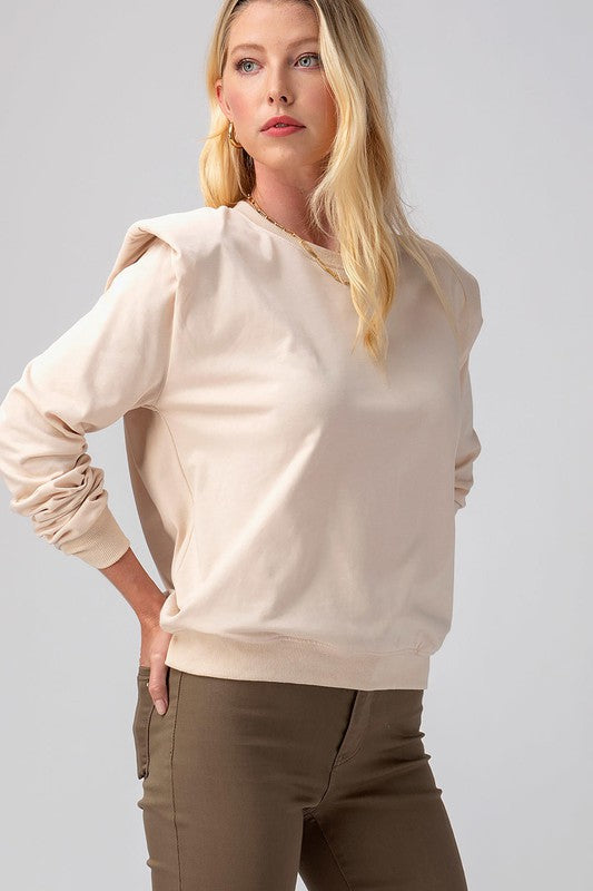 PADDED SHOULDER TOP - IVORY