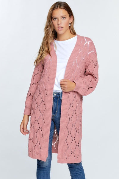 OVERSIZE OPEN FRONT KNIT LONG CARDIGAN