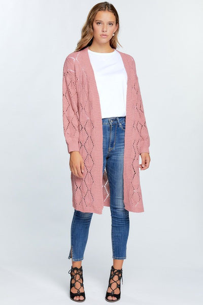 OVERSIZE OPEN FRONT KNIT LONG CARDIGAN