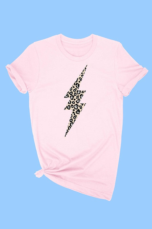 LEOPARD LIGHTNING TEE - LIGHT PINK