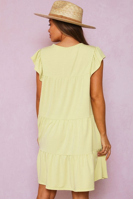 GINNIE DRESS - PALE LIME