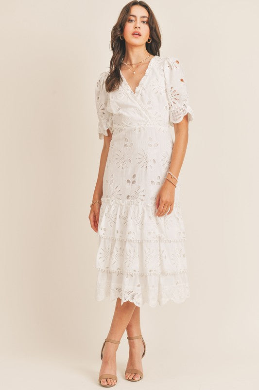 DINA EYELET MIDI DRESS