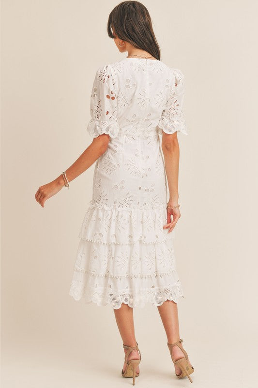 DINA EYELET MIDI DRESS