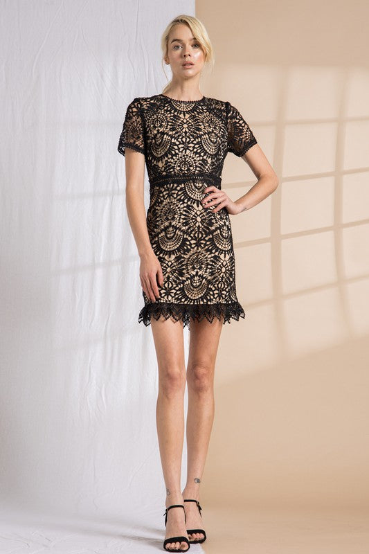 MODESTO DRESS - BLACK/NUDE