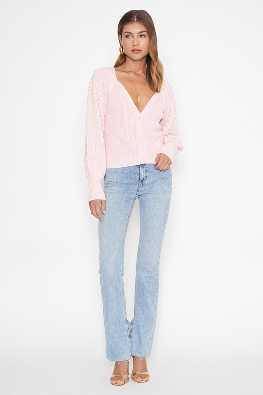 MADELYN PEARLS SWEATER - LIGHT PINK