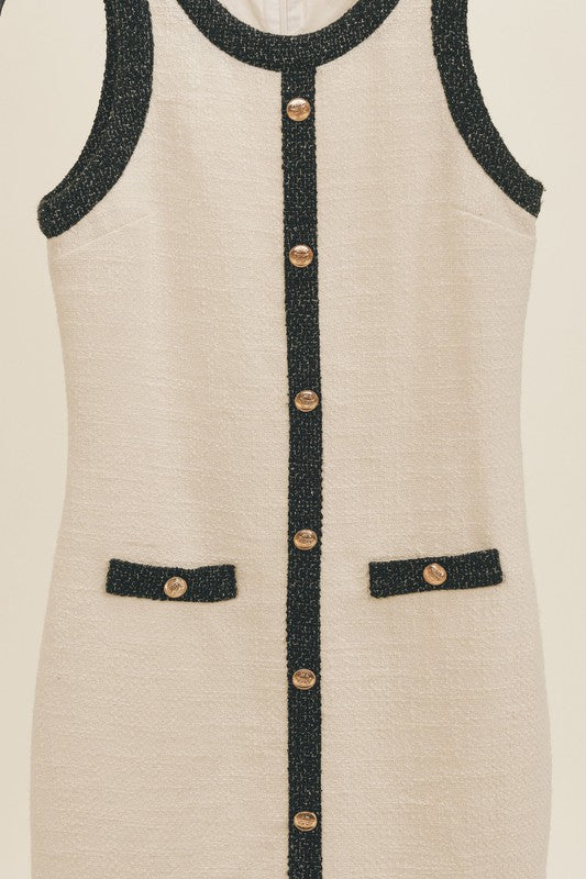 CHLOE TWEED DRESS - WHITE