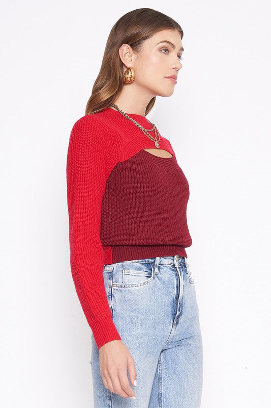 SIERRA SWEATER - BURGUNDY/RED