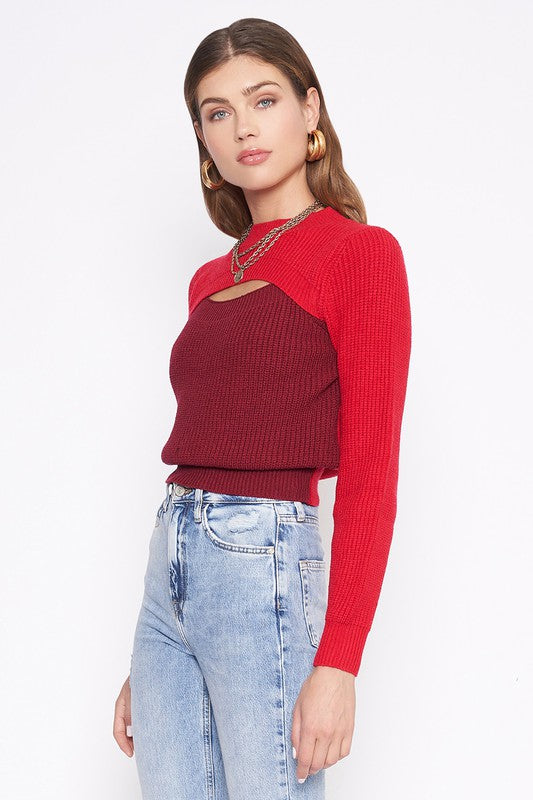 SIERRA SWEATER - BURGUNDY/RED