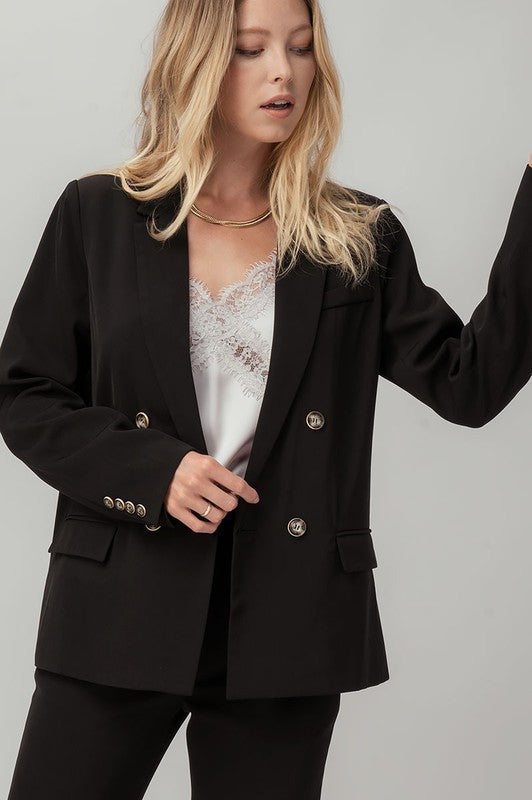 BROOKE BUTTON UP BLAZER - BLACK