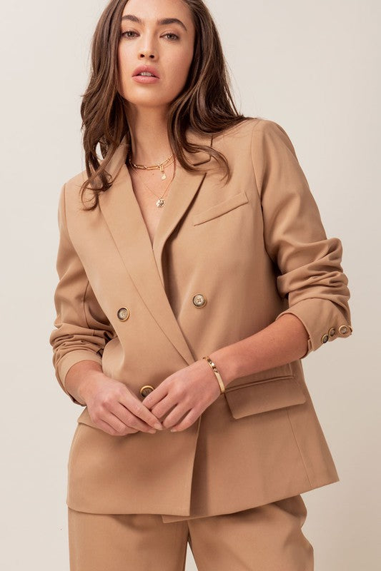 BROOKE BUTTON UP BLAZER - CAMEL