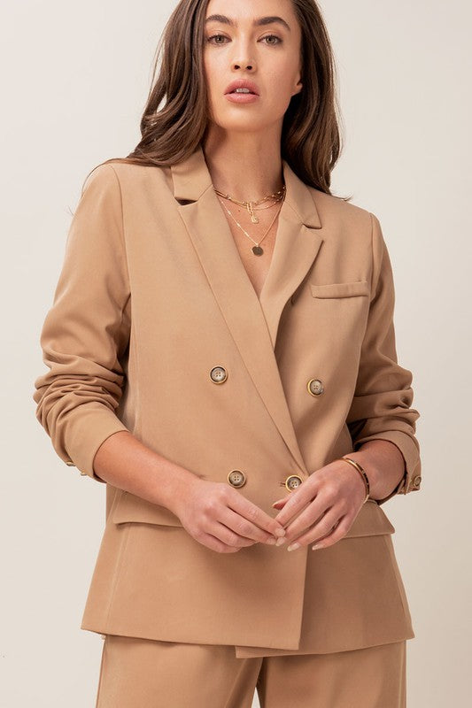 BROOKE BUTTON UP BLAZER - CAMEL