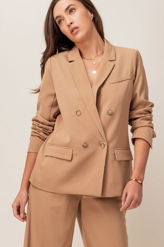 BROOKE BUTTON UP BLAZER - CAMEL