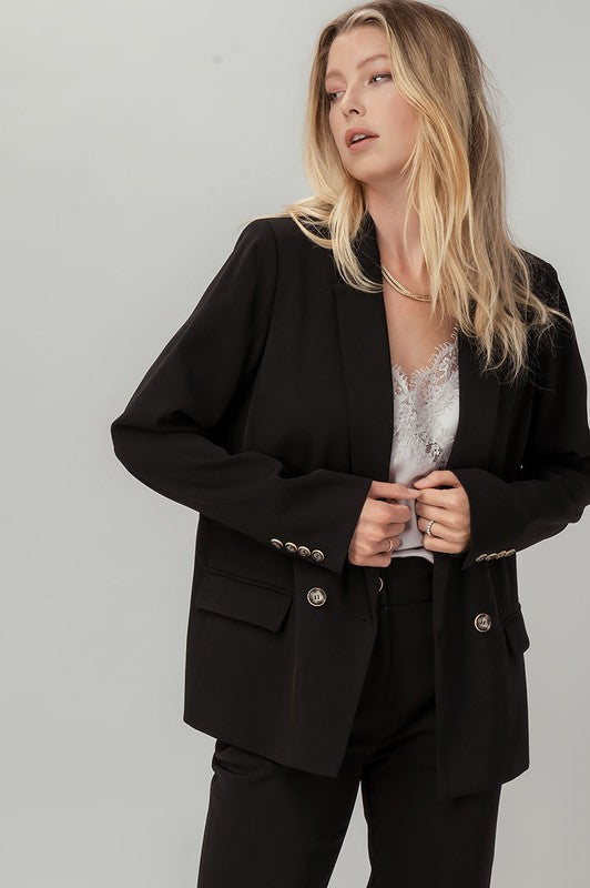 BROOKE BUTTON UP BLAZER - BLACK