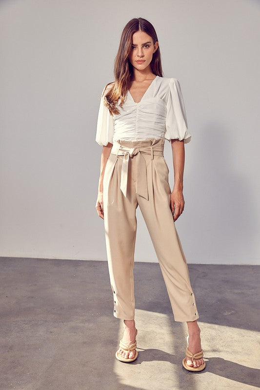 MODESTO PAPERBAG PANT - TAUPE