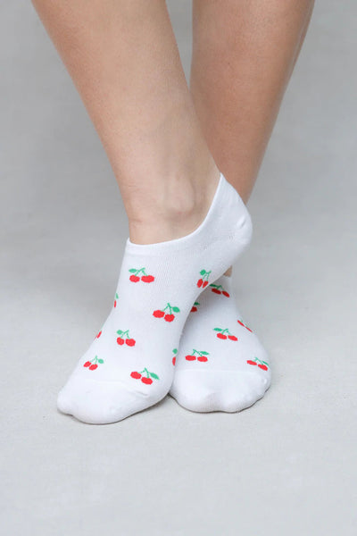 WHITE CHERRY NO SHOW ANKLE SOCK